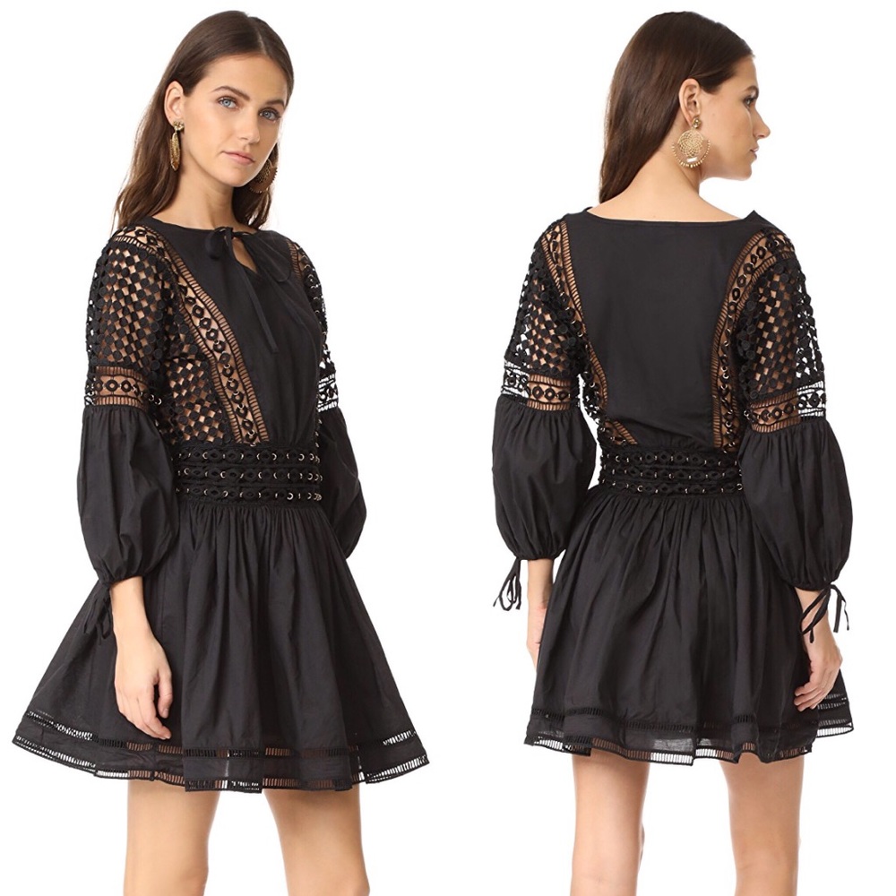 Sale❤️‍🔥 endless rose crochet & metal trim fit flare dress Small black